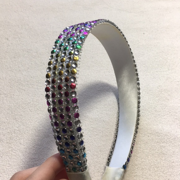 Claire's Other - 🎃White Headband Silver and Rainbow Gems